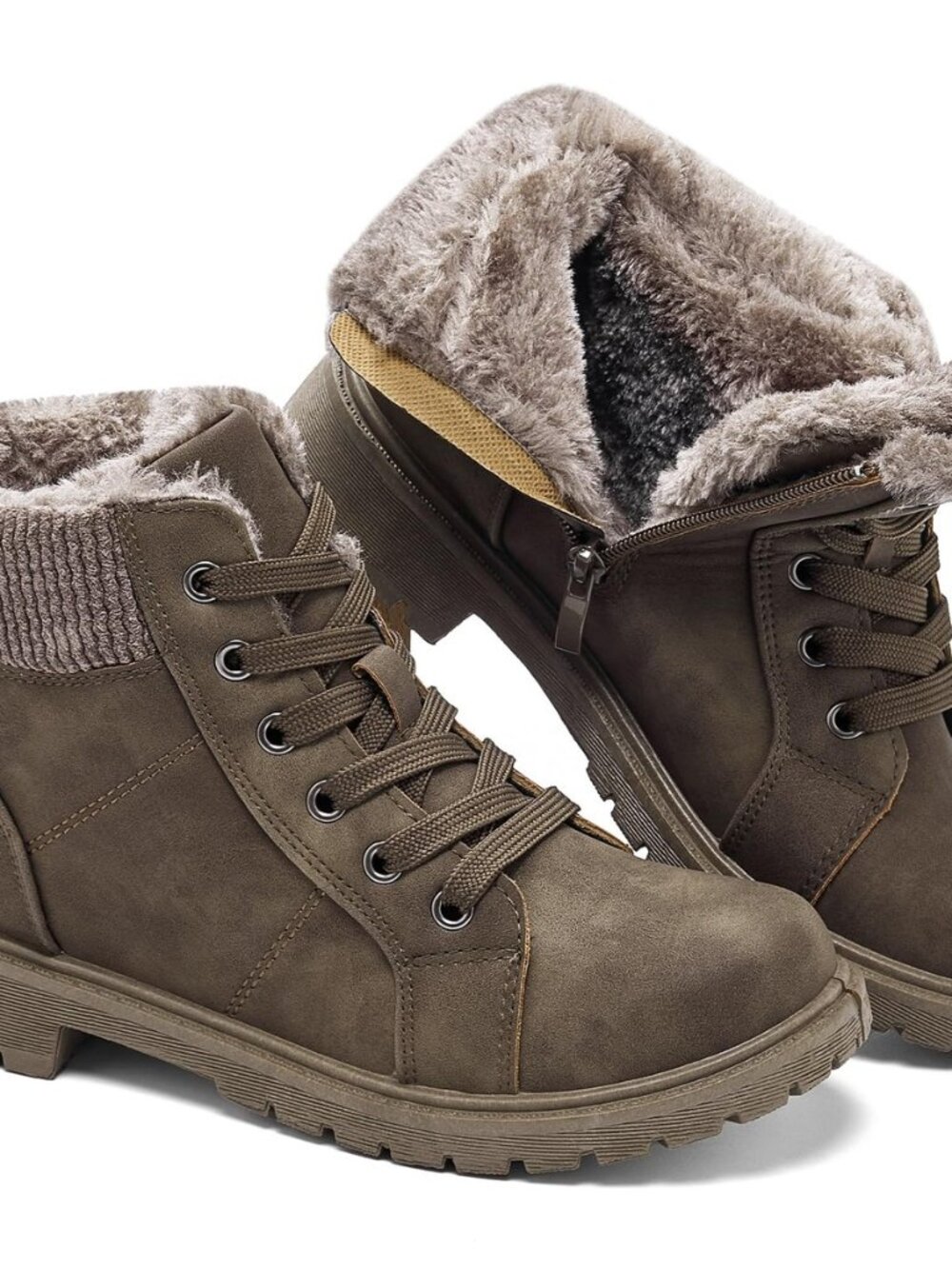 Combat Boots For Women Ankle Booties Black Winter Snow Boots White Lace Up Boots